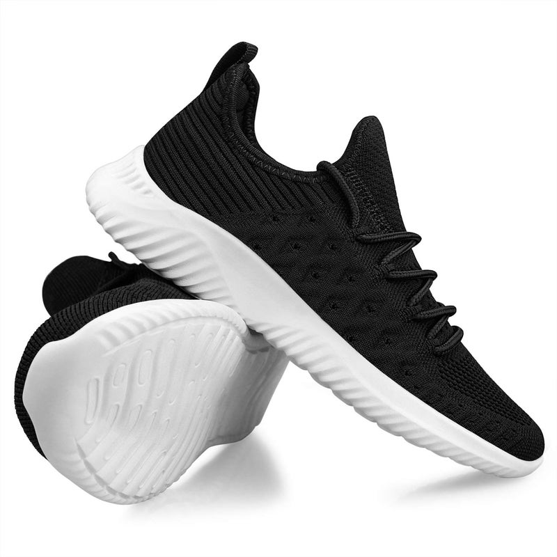 Feethit Womens Slip On Walking Shoes Non Slip Running Shoes Breathable Workout Shoes Lightweight Gym Sneakers Black White Size 7 - Image 5